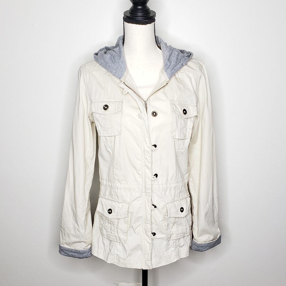 PrAna Utility Jacket Cotton Lightweight Hood Med
